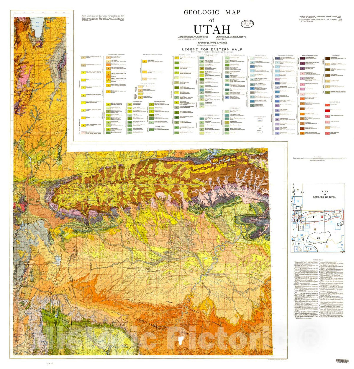 Map : Geologic map of Utah (northeast quarter), 1961 Cartography Wall Art :