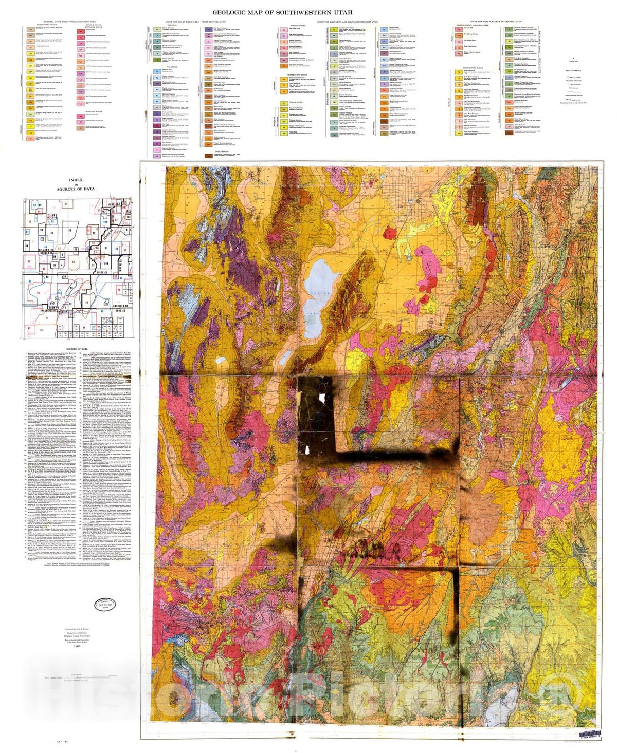 Map : Geologic map of Utah (southwest quarter), 1963 Cartography Wall Art :