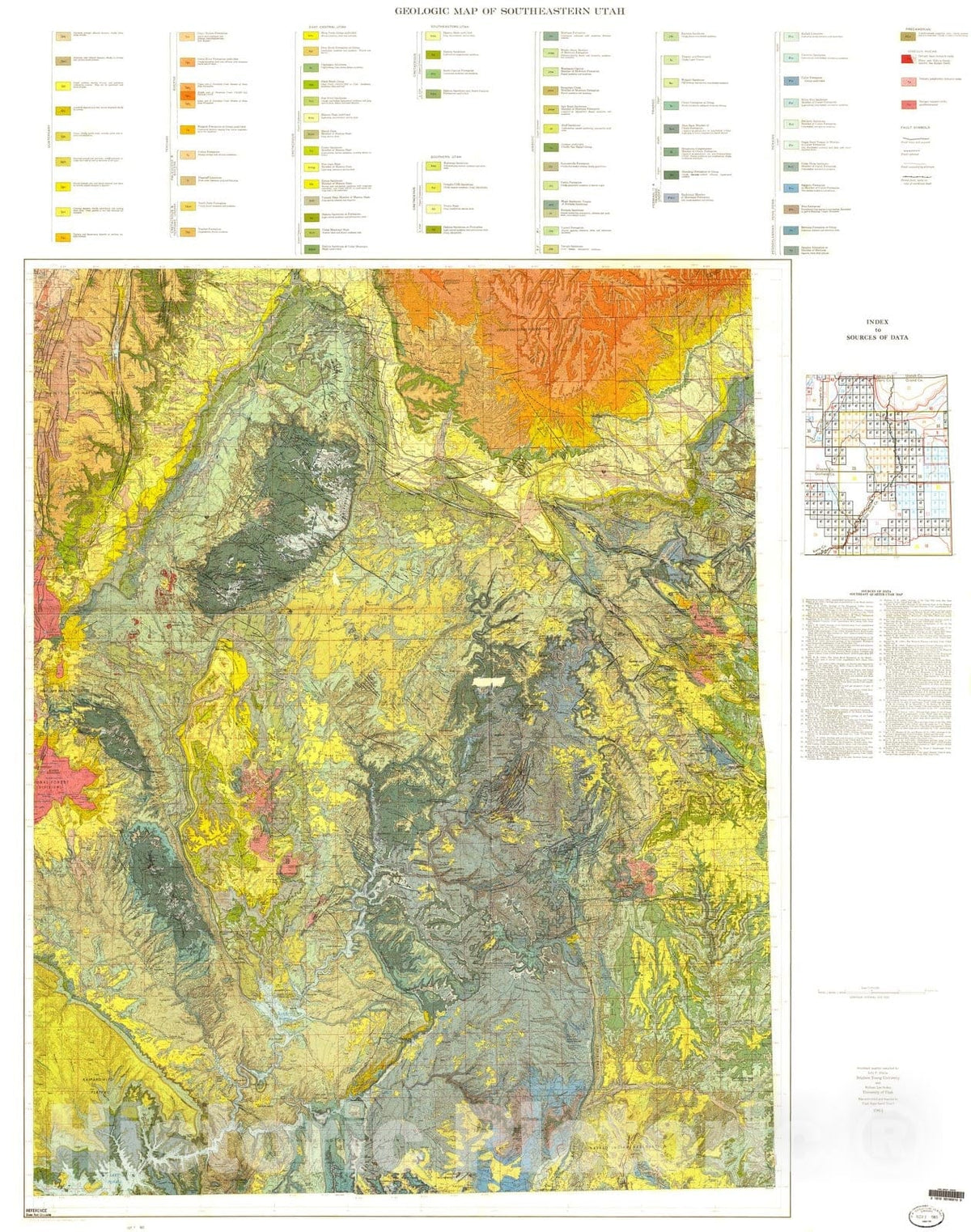 Map : Geologic map of Utah (southeast quarter), 1963 Cartography Wall Art :