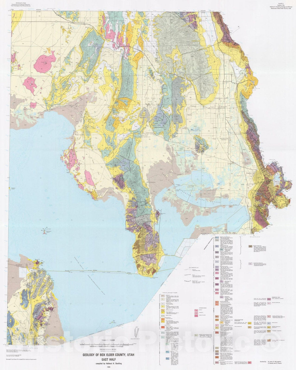 Map : Geology and mineral resources of Box Elder County, Utah, 1980 Cartography Wall Art :