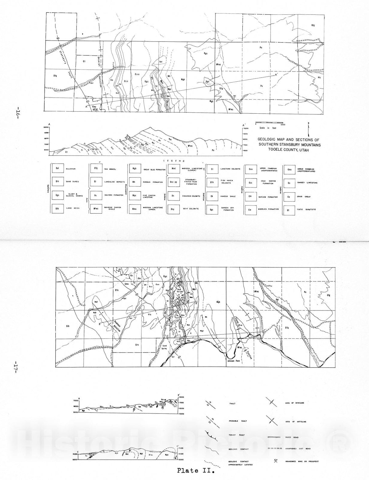 Map : Geology of the southern Stansbury Range, Tooele County, Utah, 1959 Cartography Wall Art :