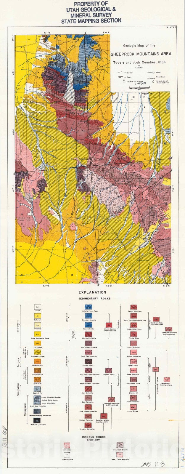 Map : Sheeprock Mountains, Tooele and Juab Counties, 1959 Cartography Wall Art :
