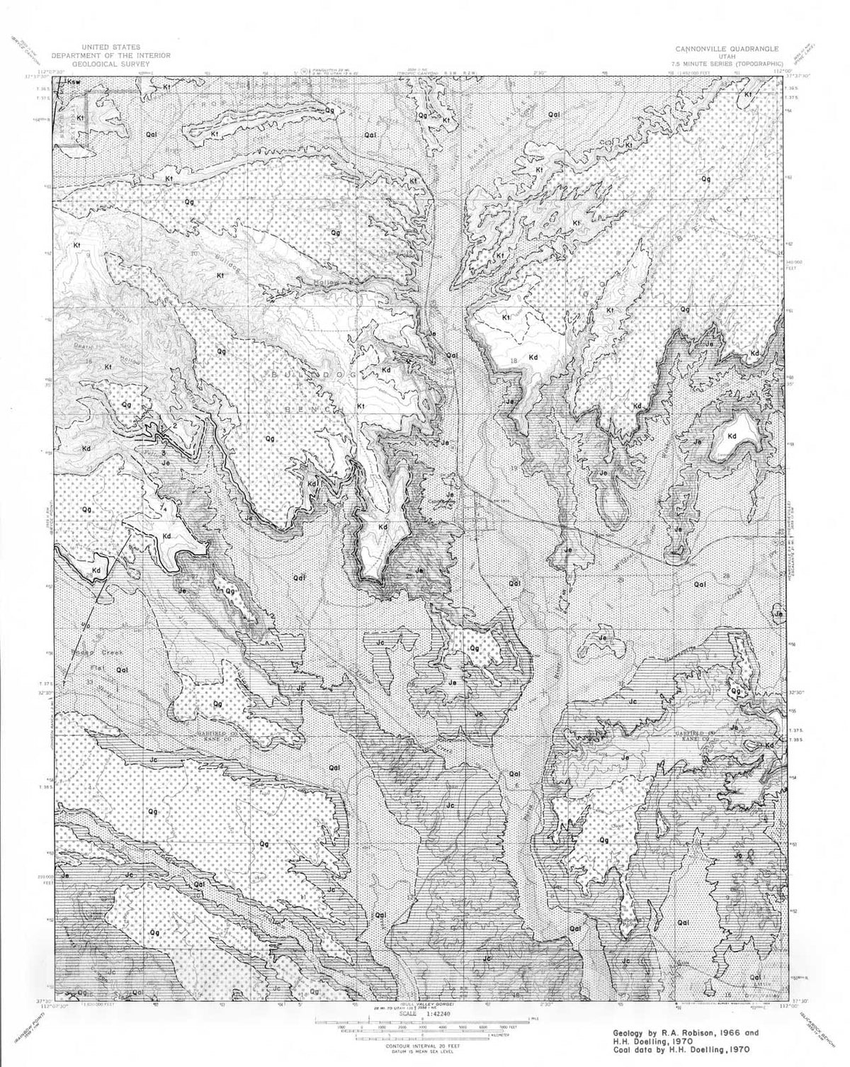 Map : Coal and geology map, Cannonville quadrangle, 1972 Cartography Wall Art :