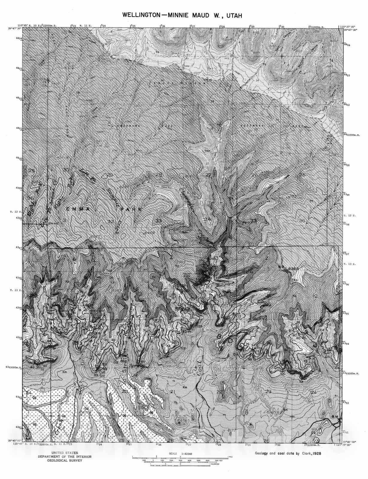 Map : Coal and geology map, Wellington-Minnie Maud West [Deadman Canyon and Minnie Maud West] quadrangle, 1972 Cartography Wall Art :