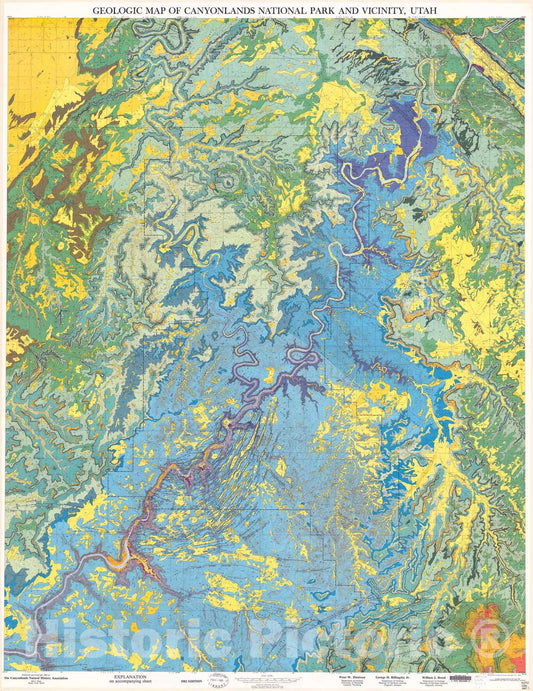 Map : Geologic map of Canyonlands National Park and vicinity, Utah, 1982 Cartography Wall Art :