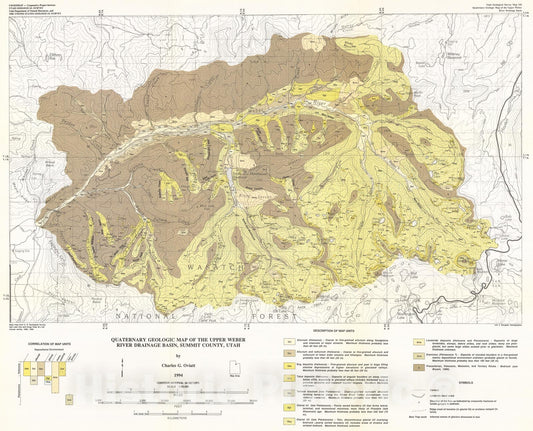 Map : Quaternary geologic map of the Upper Weber River drainage basin, Summit County, Utah, 1994 Cartography Wall Art :