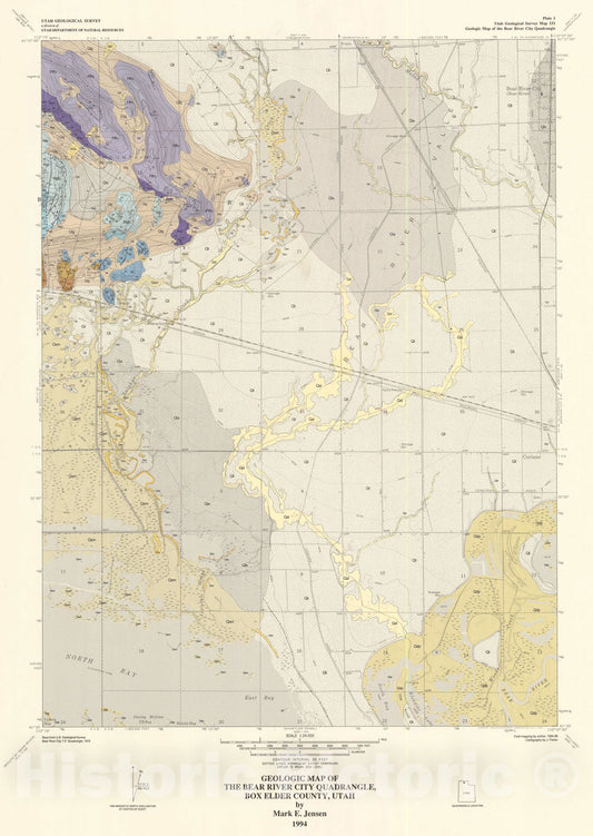 Map : Geologic map of the Bear River City quadrangle, Box Elder County, Utah, 1994 Cartography Wall Art :