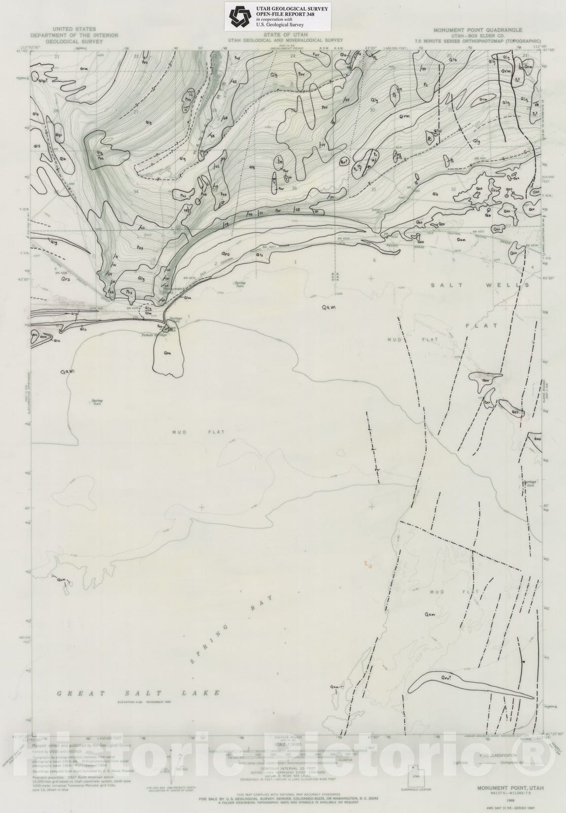 Map : Interim geologic map of the Monument Point quadrangle, Box Elder County, Utah, 1997 Cartography Wall Art :