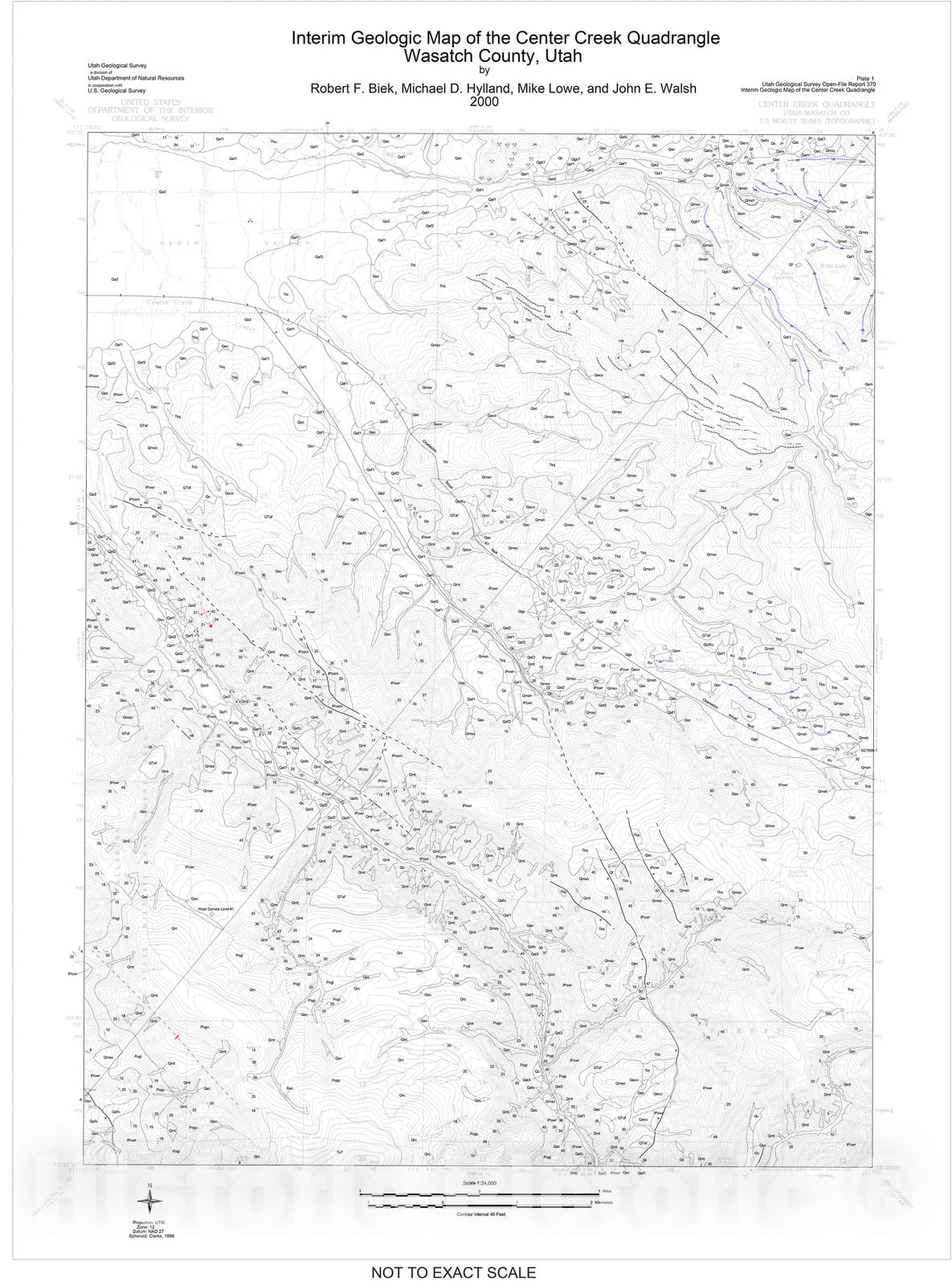 Map : Interim geologic map of the Center Creek quadrangle, Wasatch County, Utah, 2000 Cartography Wall Art :