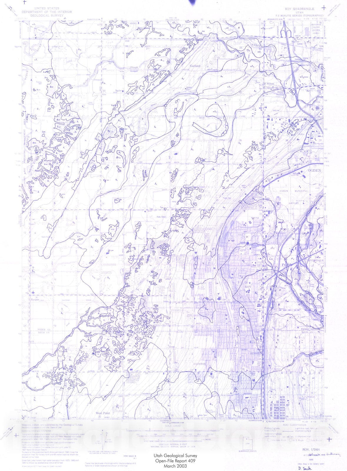 Map : Interim geologic map of the Roy quadrangle, Weber and Davis Counties, Utah, 2003 Cartography Wall Art :