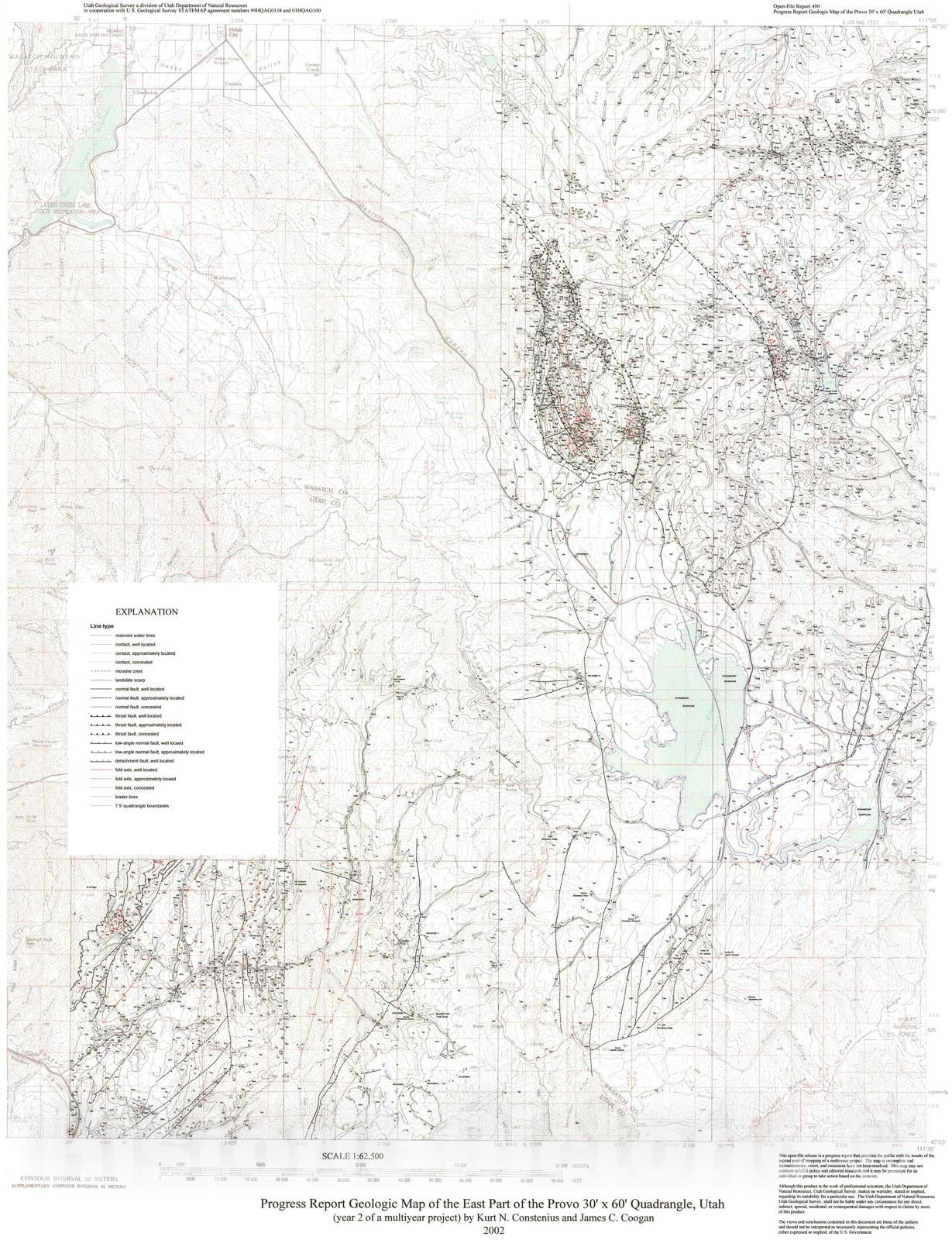 Map : Progress report of the east part of the Provo 30'x60' quadrangle, Utah - year two of 3, two00two Cartography Wall Art :