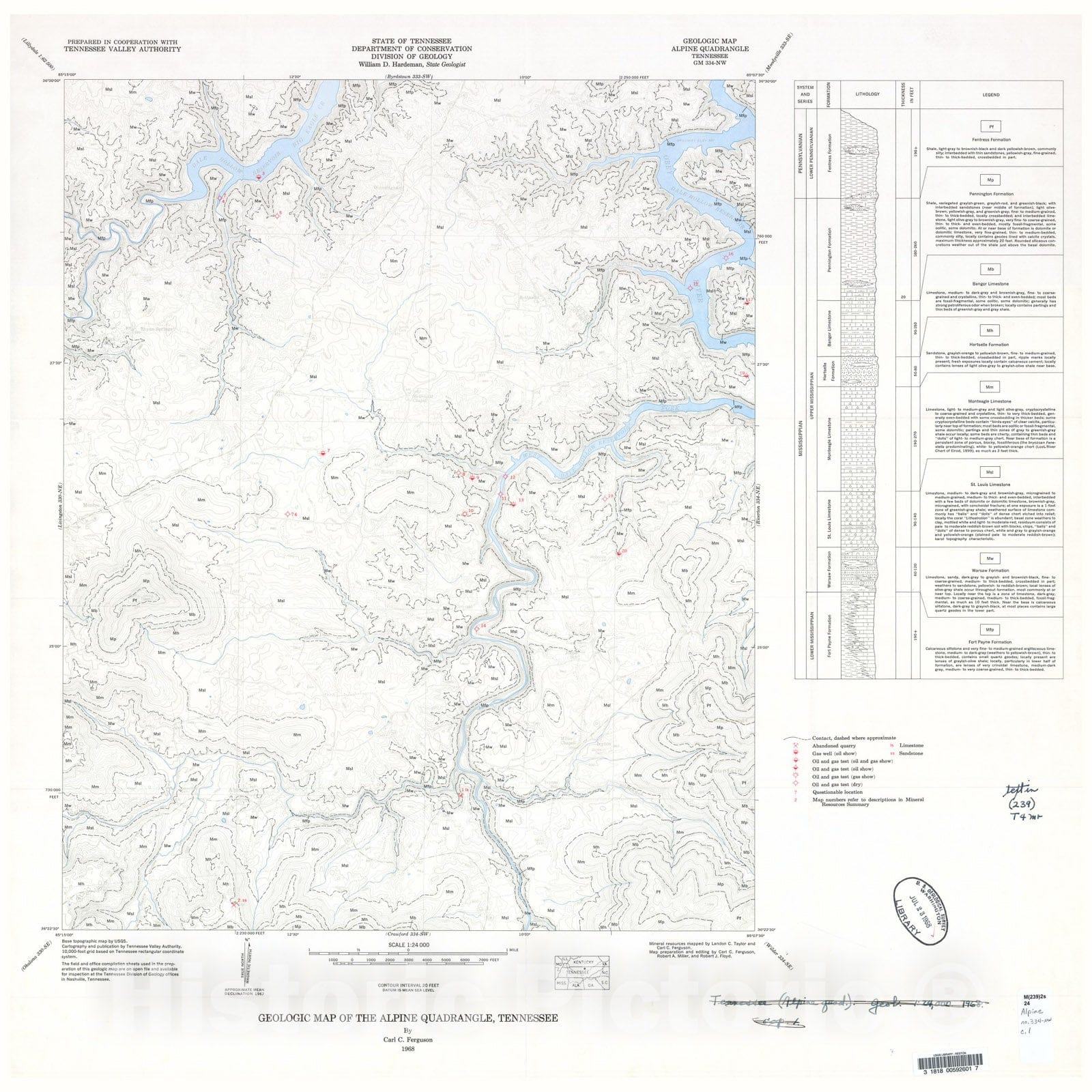 Map : Geologic Map and Mineral Resources Summary of the Alpine Quadrangle, 1968 Cartography Wall Art :