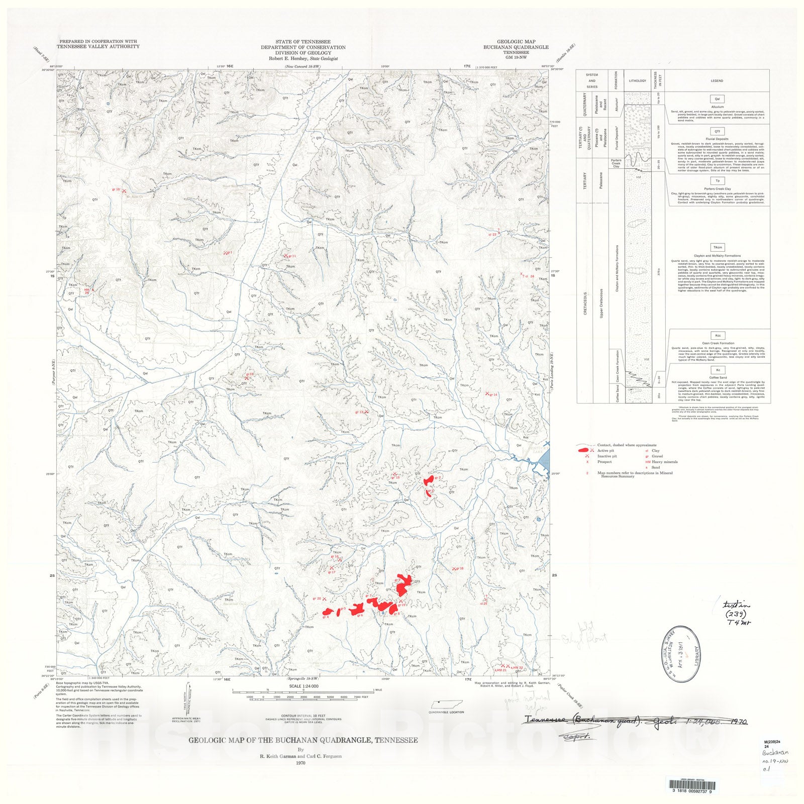Map : Geologic Map and Mineral Resources Summary of the Buchanan Quadrangle, 1970 Cartography Wall Art :