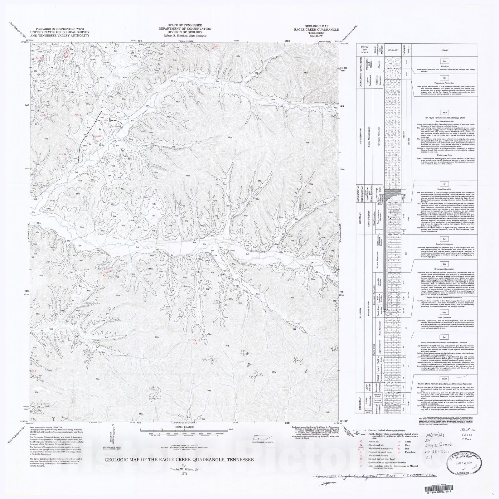 Map : Geologic Map and Mineral Resources Summary of the Eagle Creek Quadrangle, 1971 Cartography Wall Art :
