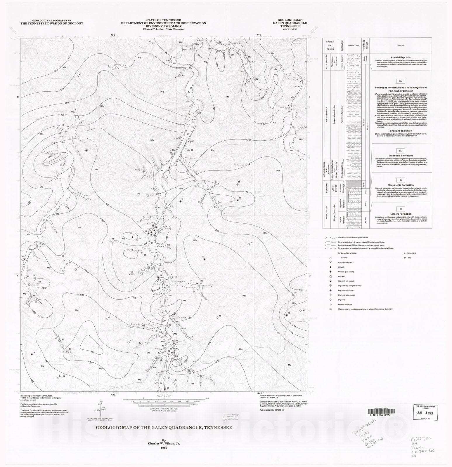 Map : Geologic Map and Mineral Resources Summary of the Galen Quadrangle, 1995 Cartography Wall Art :