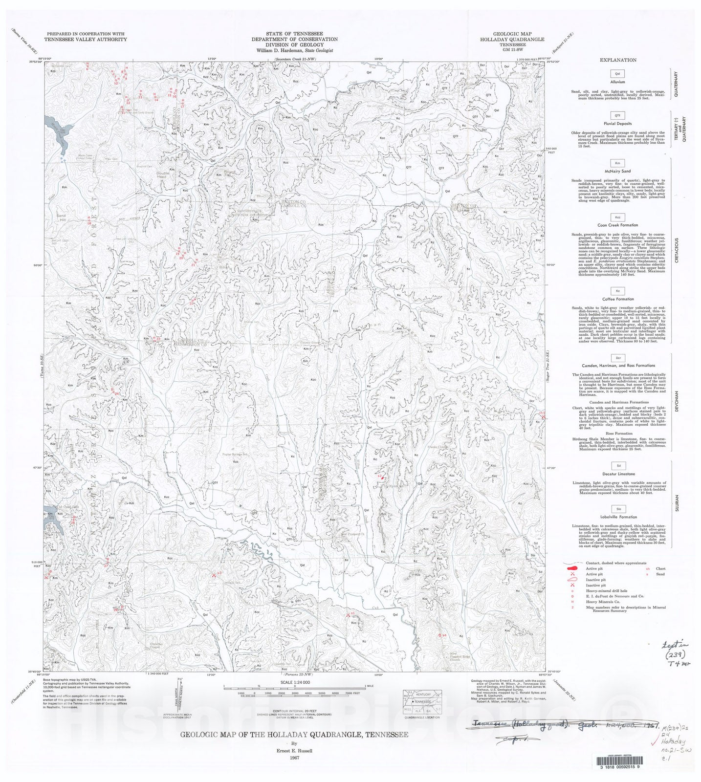 Map : Geologic Map and Mineral Resources Summary of the Holladay Quadrangle, 1967 Cartography Wall Art :