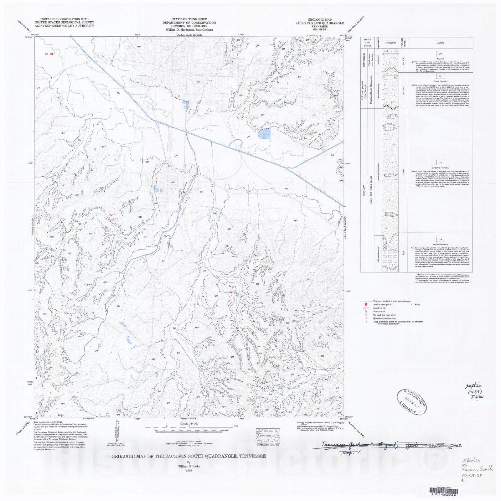 Map : Geologic Map and Mineral Resources Summary of the Jackson South Quadrangle, 1968 Cartography Wall Art :