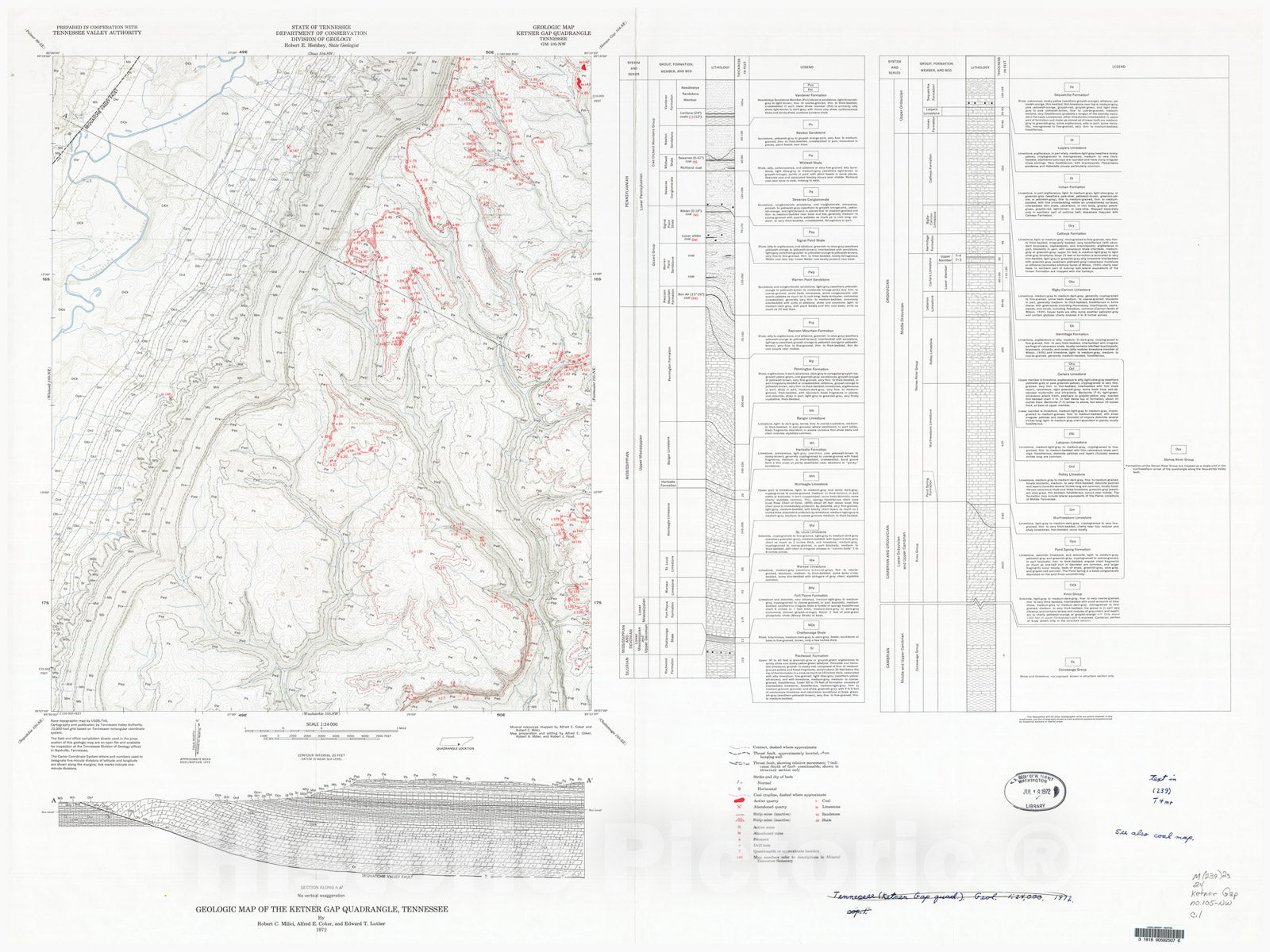 Map : Geologic Map and Mineral Resources Summary of the Ketner Gap Quadrangle, 1972 Cartography Wall Art :