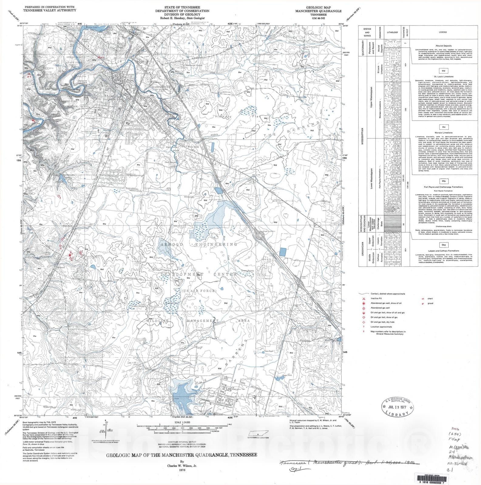 Map : Geologic Map and Mineral Resources Summary of the Manchester Quadrangle, 1976 Cartography Wall Art :