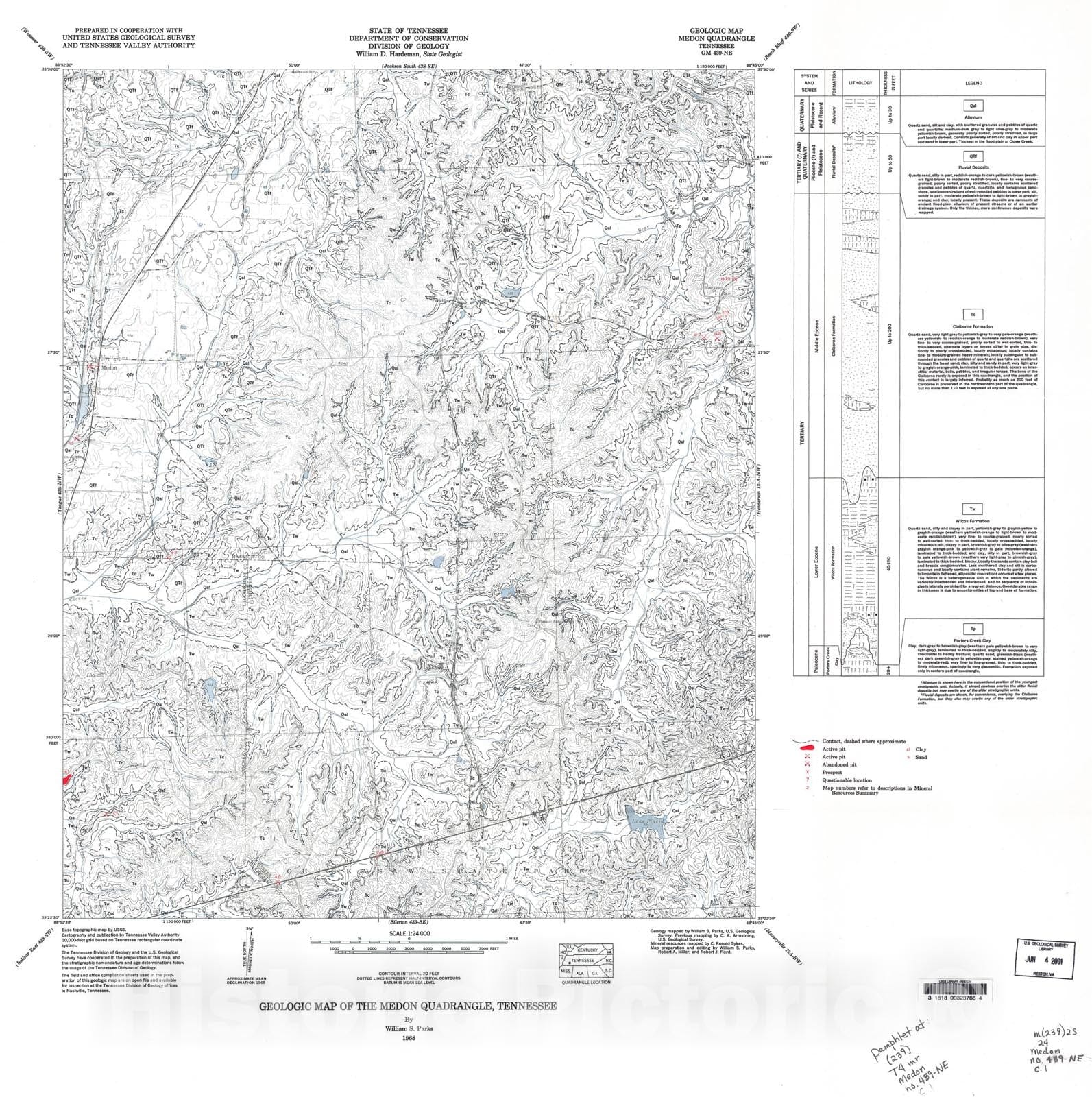 Map : Geologic Map and Mineral Resources Summary of the Medon Quadrangle, 1968 Cartography Wall Art :