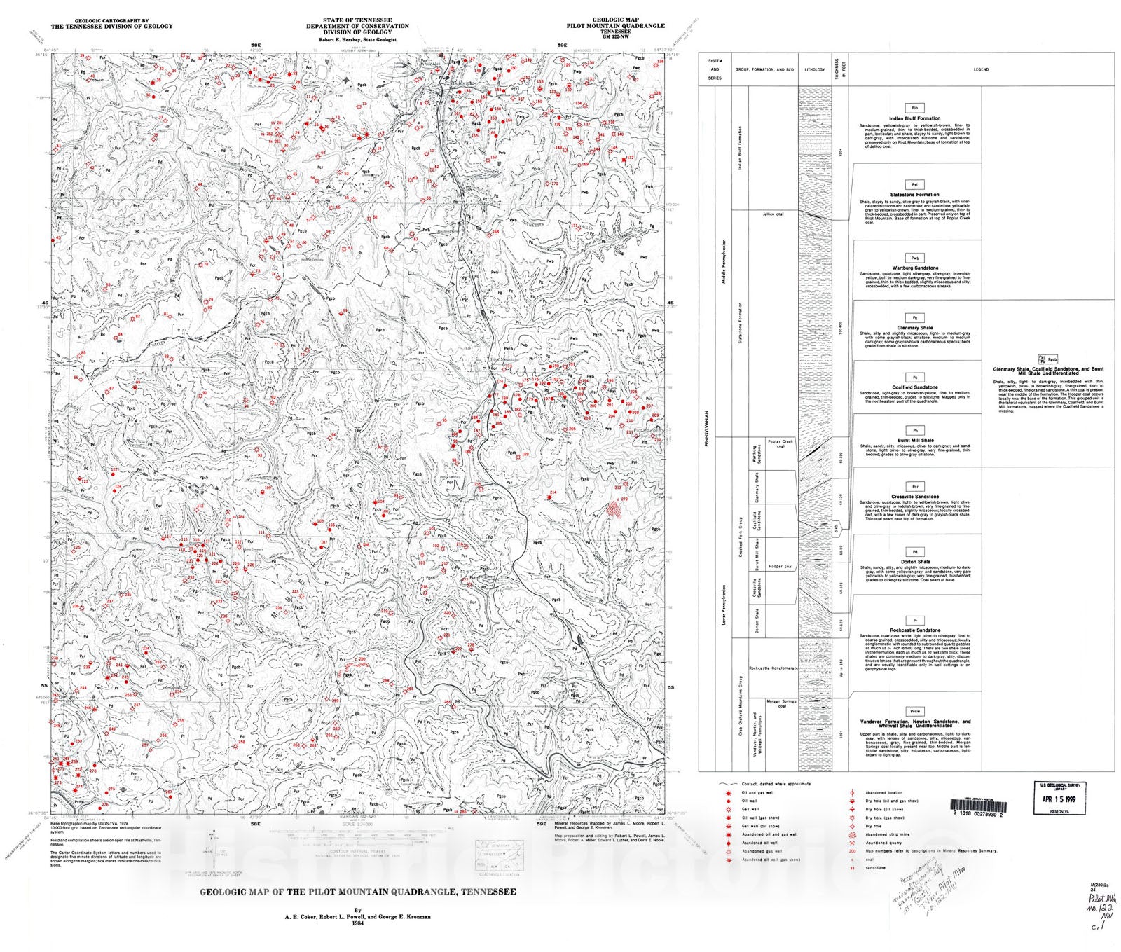 Map : Geologic Map and Mineral Resources Summary of the Pilot Mountain Quadrangle, 1985 Cartography Wall Art :