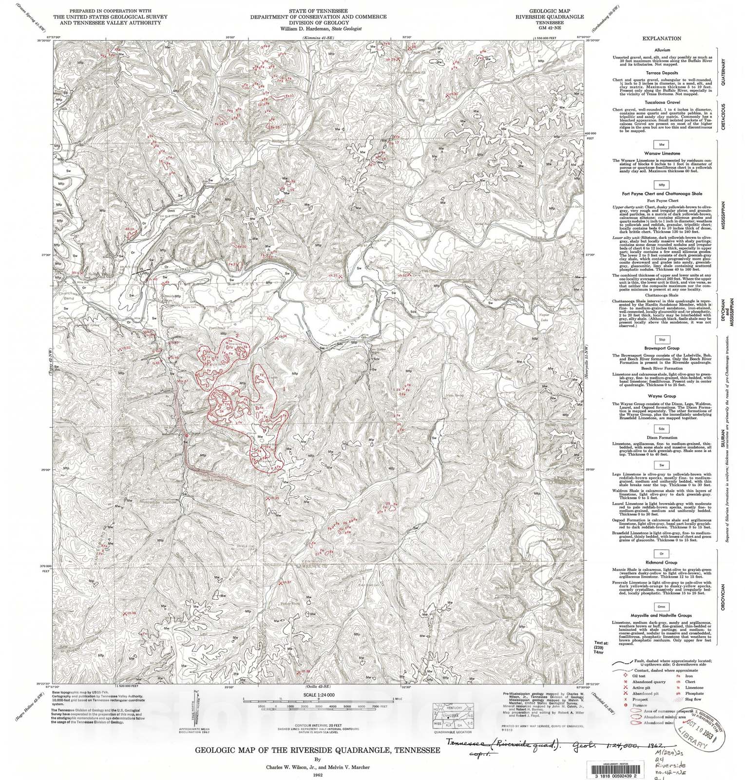Map : Geologic Map and Mineral Resources Summary of the Riverside Quadrangle, 1962 Cartography Wall Art :