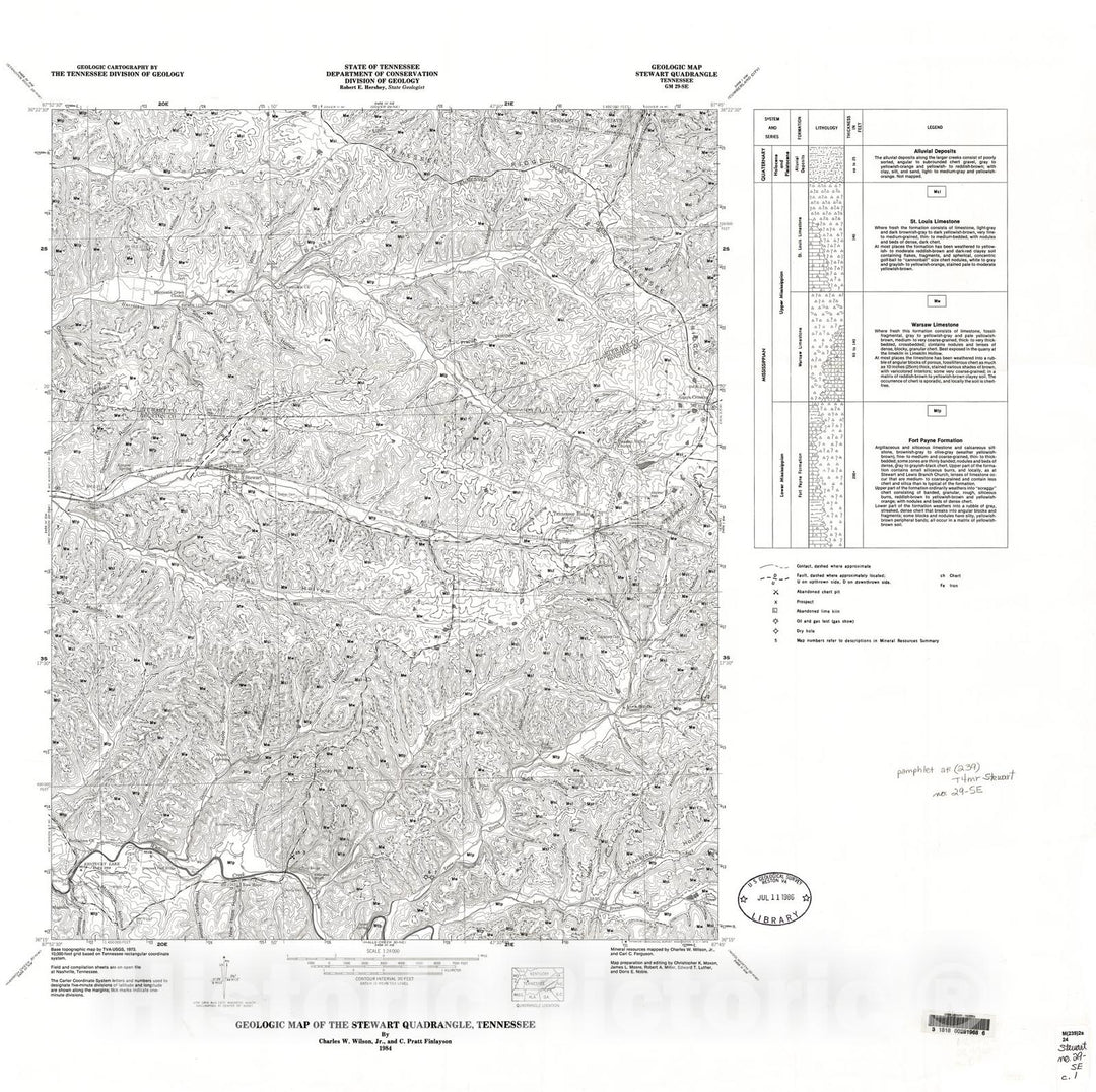Map : Geologic Map and Mineral Resources Summary of the Stewart Quadrangle, 1986 Cartography Wall Art :