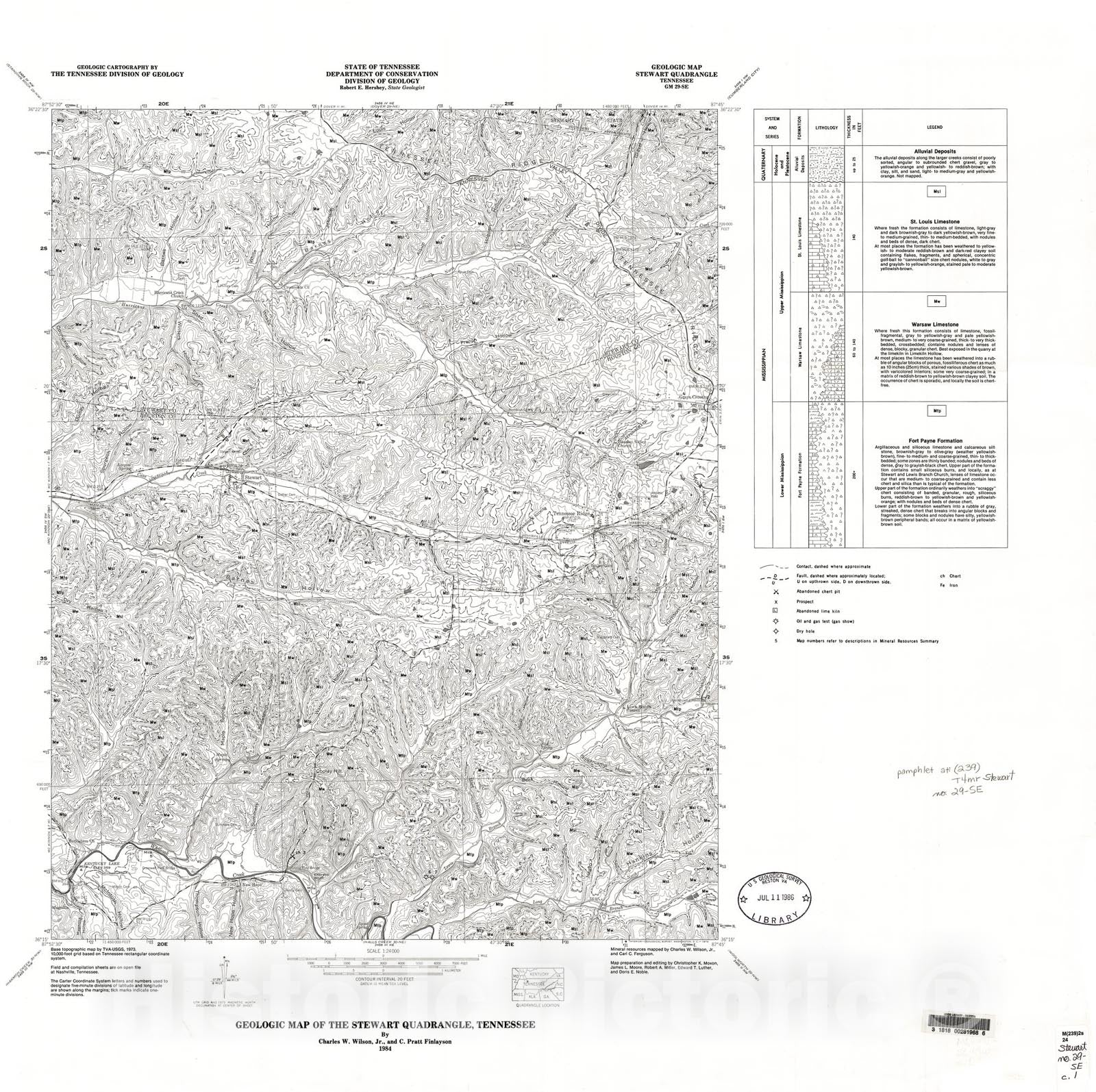Map : Geologic Map and Mineral Resources Summary of the Stewart Quadrangle, 1986 Cartography Wall Art :