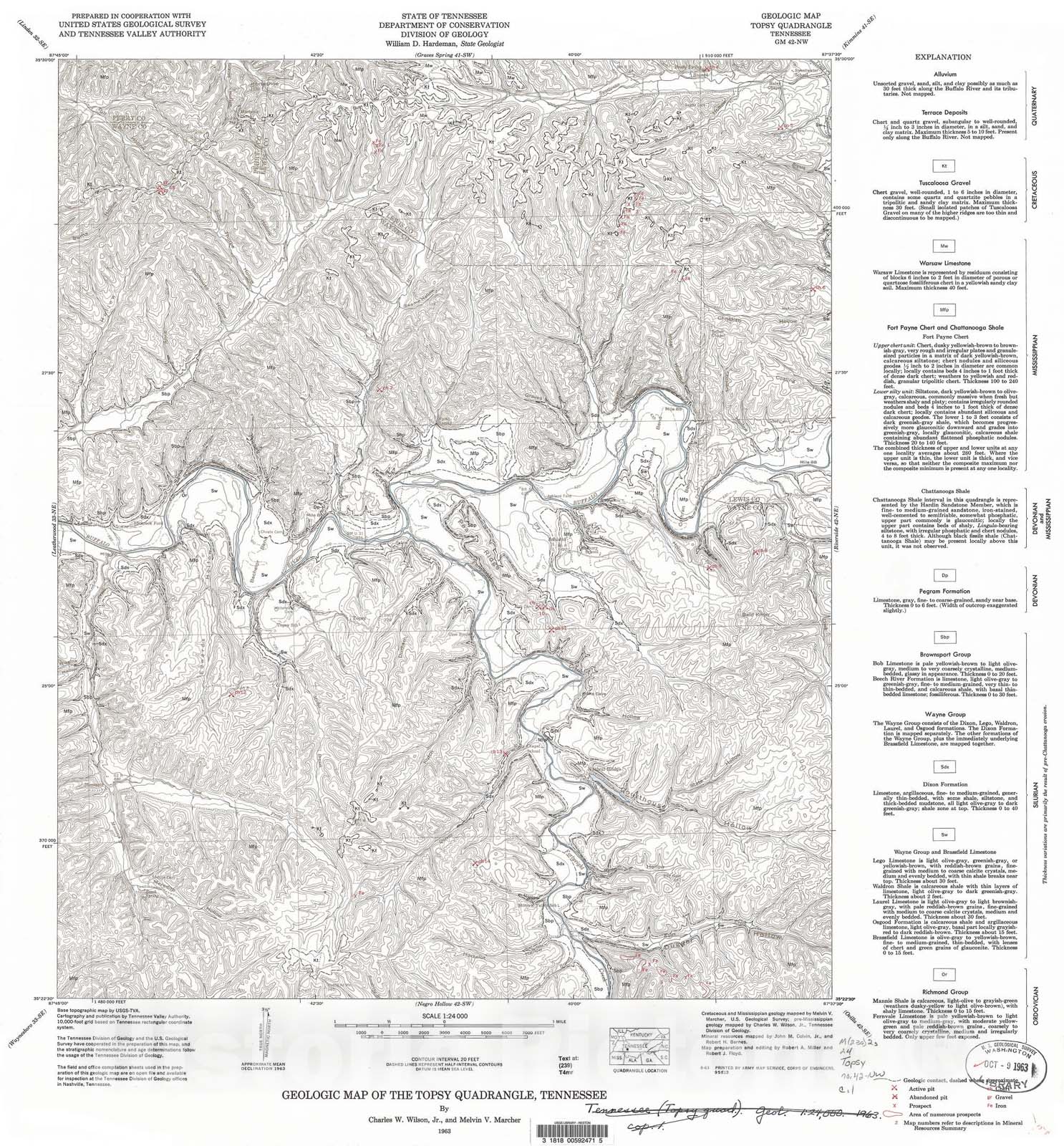Map : Geologic Map and Mineral Resources Summary of the Topsy Quadrangle, 1963 Cartography Wall Art :