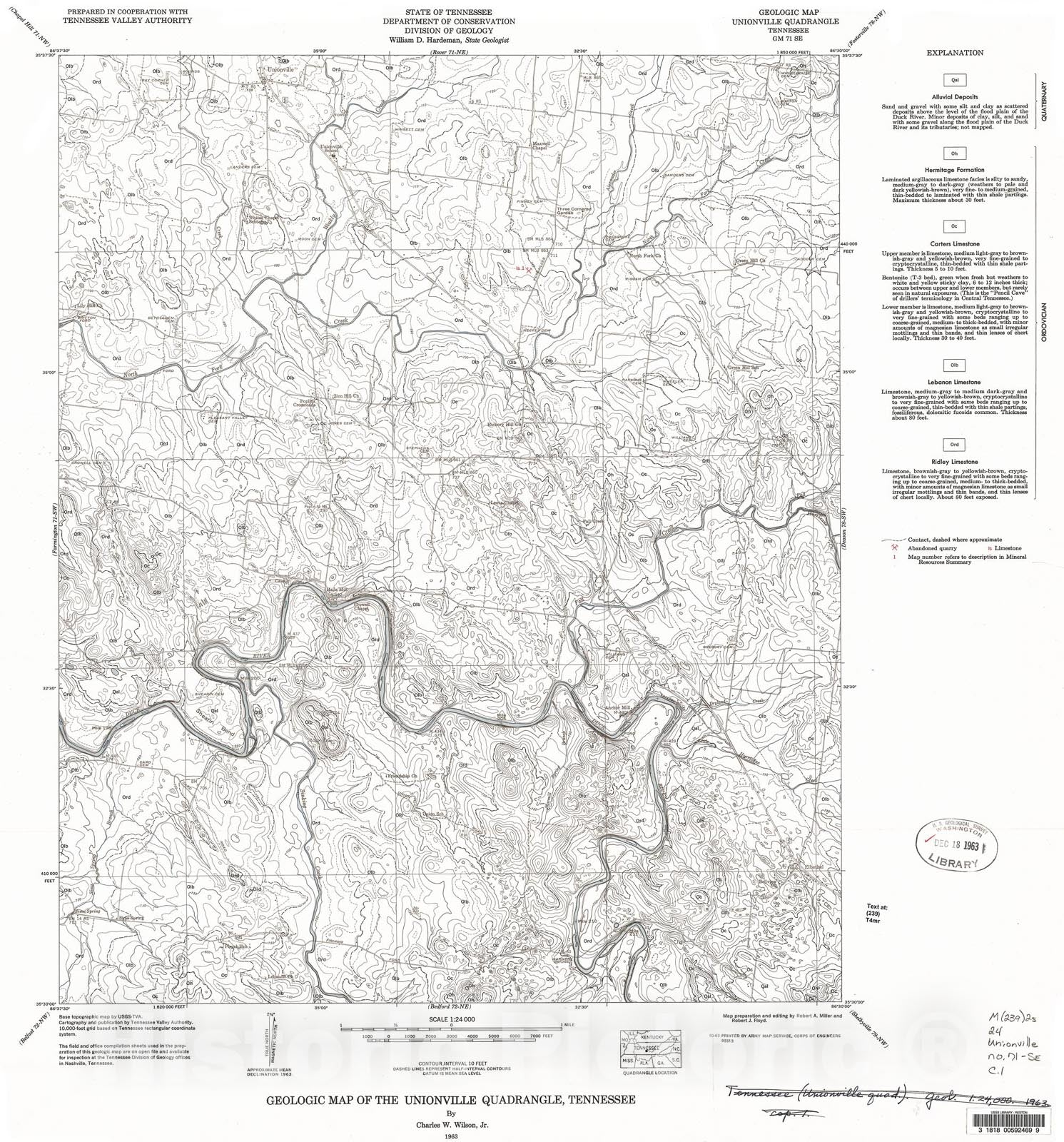 Map : Geologic Map and Mineral Resources Summary of the Unionville Quadrangle, 1963 Cartography Wall Art :