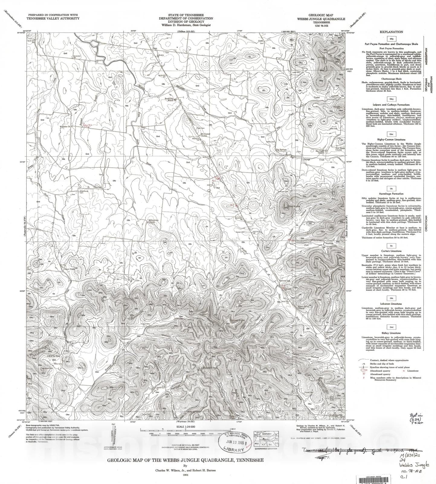 Map : Geologic Map and Mineral Resources Summary of the Webbs Jungle Quadrangle, 1964 Cartography Wall Art :
