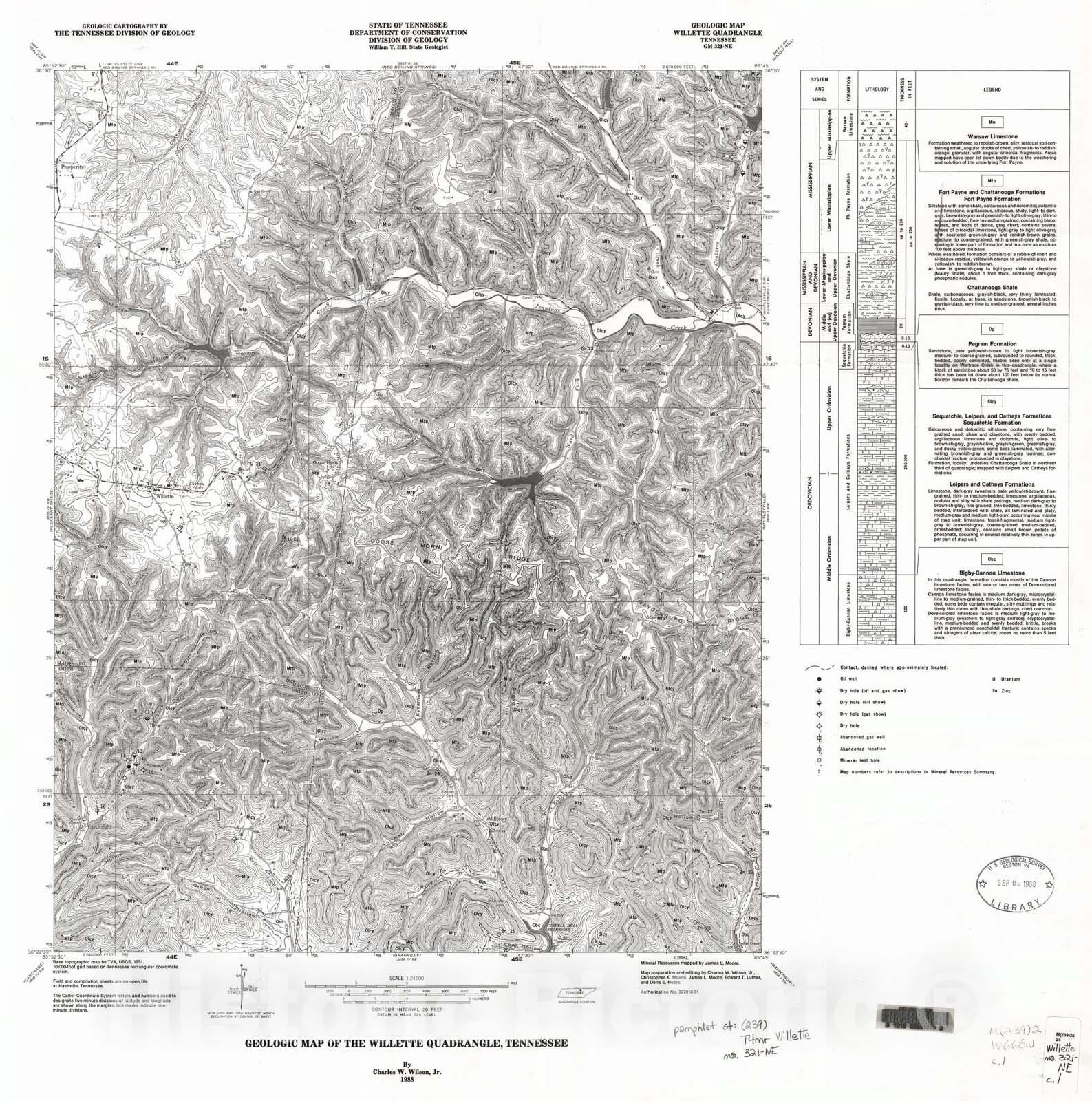 Map : Geologic Map and Mineral Resources Summary of the Willette Quadrangle, 1988 Cartography Wall Art :