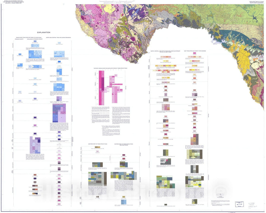 Map : Geologic map of Texas, 1992 Cartography Wall Art :