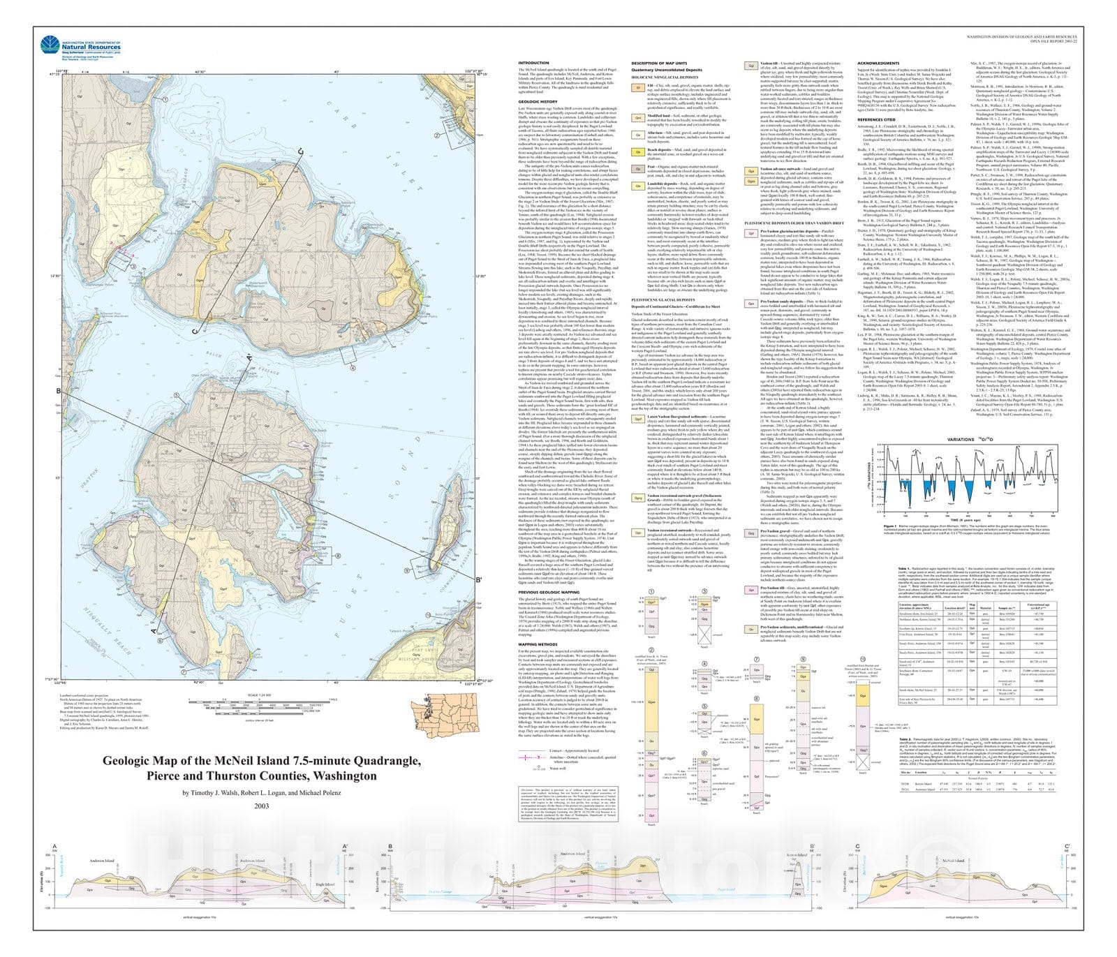 Map : Geologic map of the McNeil Island 7.5- minute quadrangle, Pierce and Thurston Counties, Washington, 2003 Cartography Wall Art :
