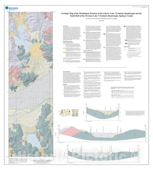 Map : Geologic map of the Washington portions of the Liberty Lake 7.5-minute quadrangle and the south half of the Newman Lake 7.5-minute, 2004 Cartography Wall Art :