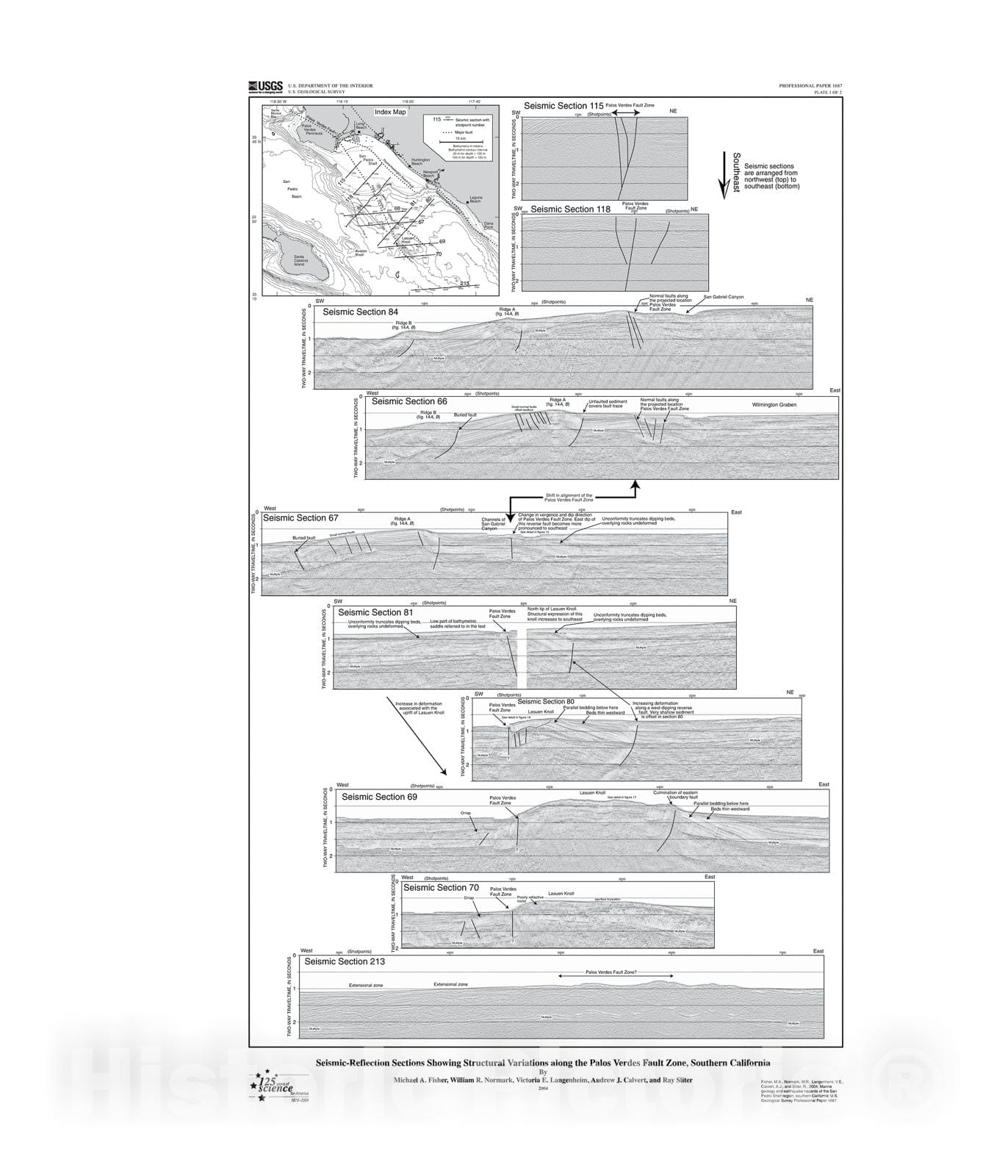 Map : Marine geology and earthquake hazards of the San Pedro shelf region, southern California, 2004 Cartography Wall Art :