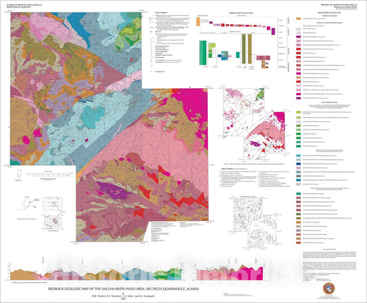 Map : Bedrock geologic map of the Salcha River-Pogo area, Big Delta Quadrangle, Alaska, 2004 Cartography Wall Art :