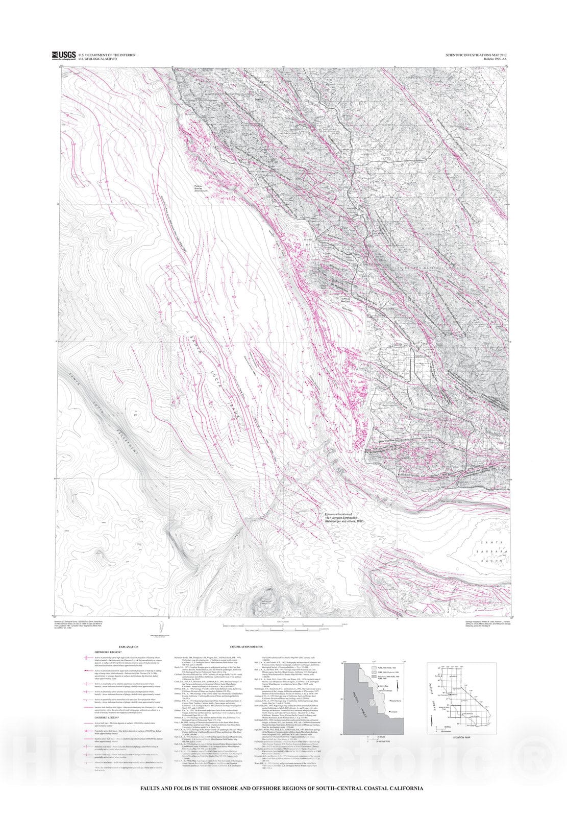 Map : Quaternary tectonic setting of south-central coastal California, 2004 Cartography Wall Art :