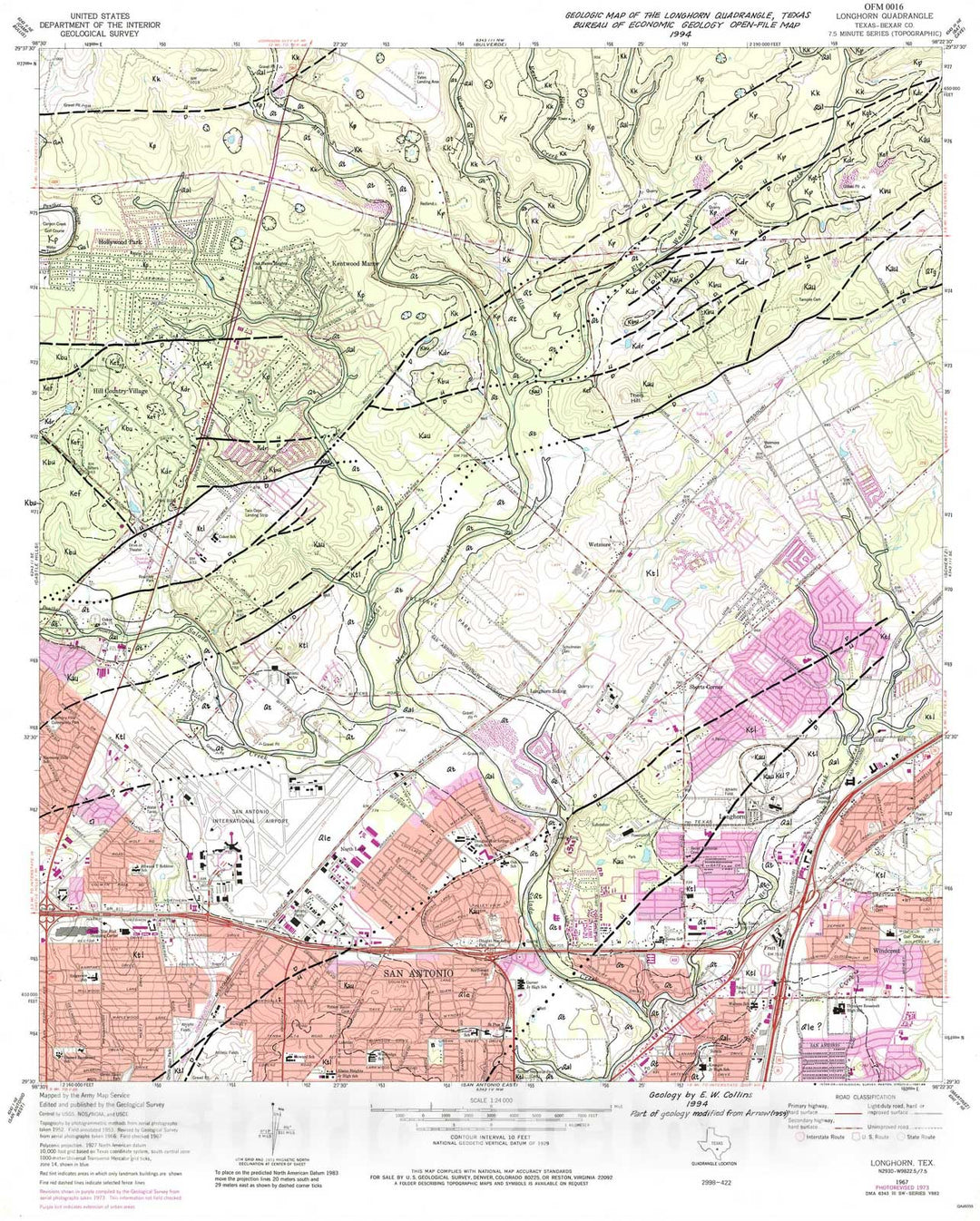 Map : Geologic map of the Longhorn quadrangle, Texas, 1994 Cartography Wall Art :