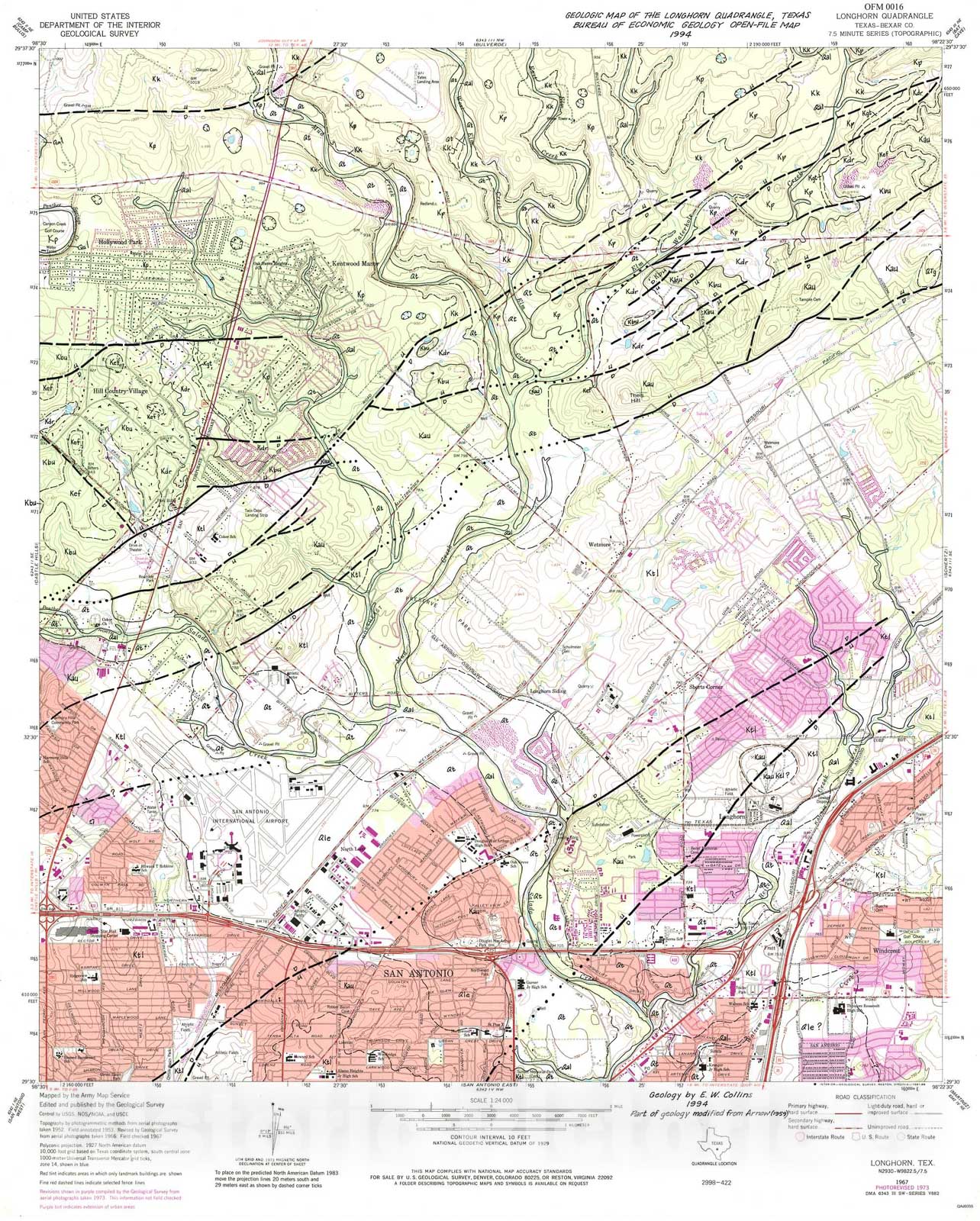 Map : Geologic map of the Longhorn quadrangle, Texas, 1994 Cartography Wall Art :