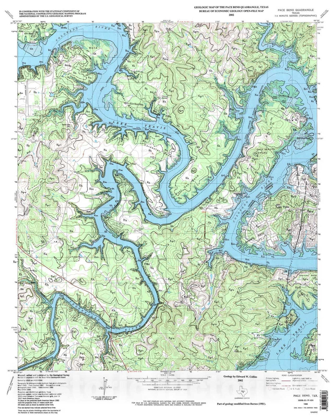 Map : Geologic map of the Pace Bend quadrangle, Texas, 2015 Cartography Wall Art :