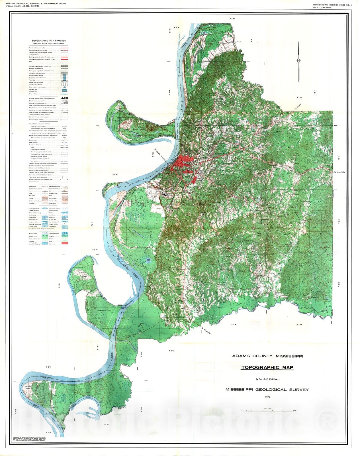 Map : Geology and man in Adams County, Mississippi, 1976 Cartography Wall Art :