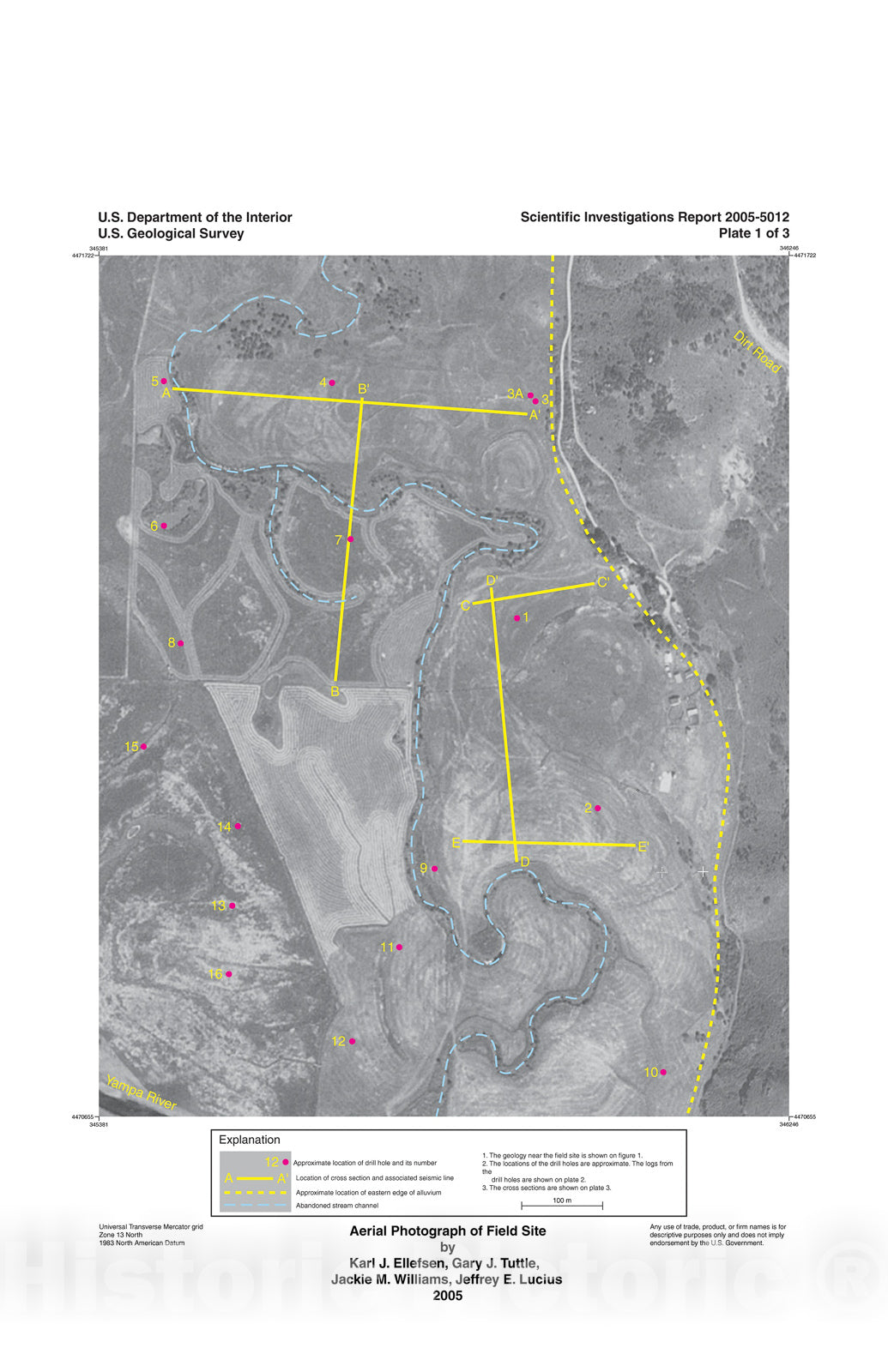 Map : S-wave refraction survey of alluvial aggregate [Yampa River valley near Steamboat Springs, Colorado], 2005 Cartography Wall Art :