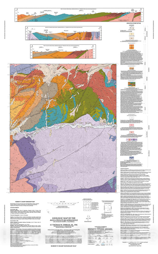 Map : Geologic map of the Agua Dulce quadrangle, Los Angeles County, California, 1996 Cartography Wall Art :