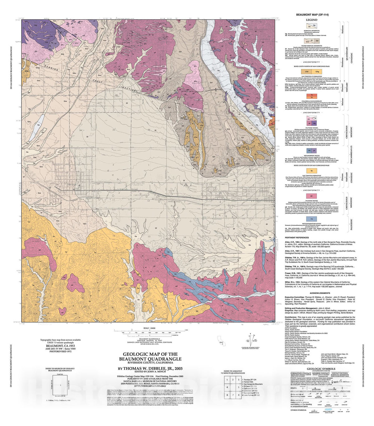 Map : Geologic map of the Beaumont quadrangle, Riverside County, California, 2003 Cartography Wall Art :