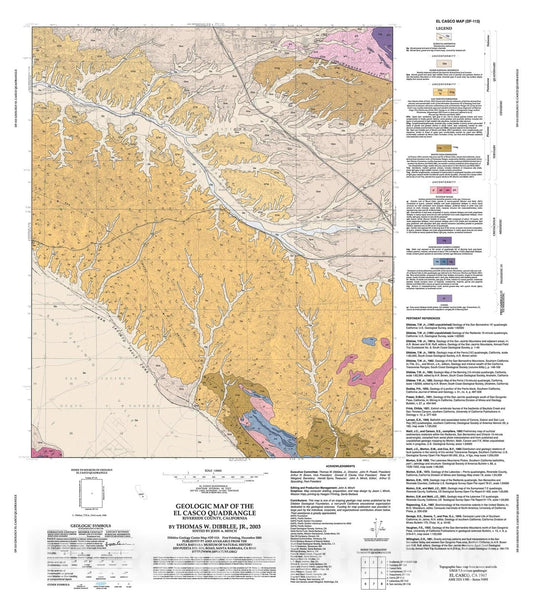 Map : Geologic map of the El Casco quadrangle, Riverside County, California, 2003 Cartography Wall Art :