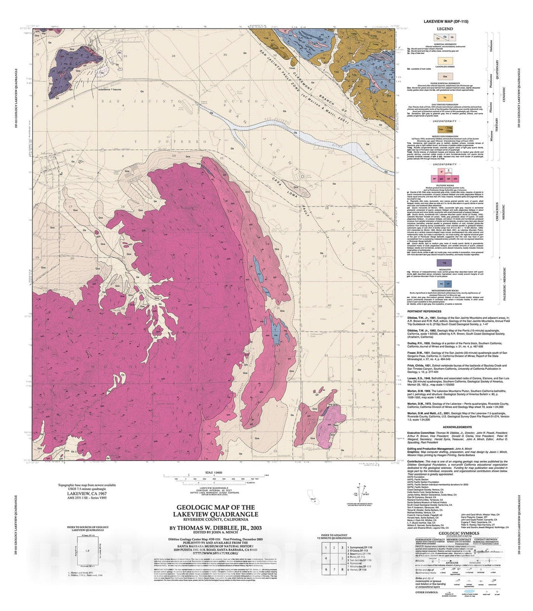 Map : Geologic map of the Lakeview quadrangle, Riverside County, California, 2003 Cartography Wall Art :