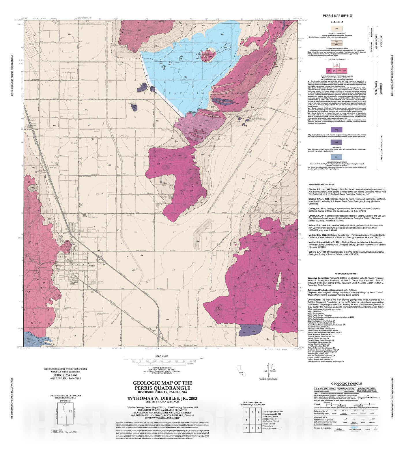 Map : Geologic map of the Perris quadrangle, Riverside County, California, 2003 Cartography Wall Art :