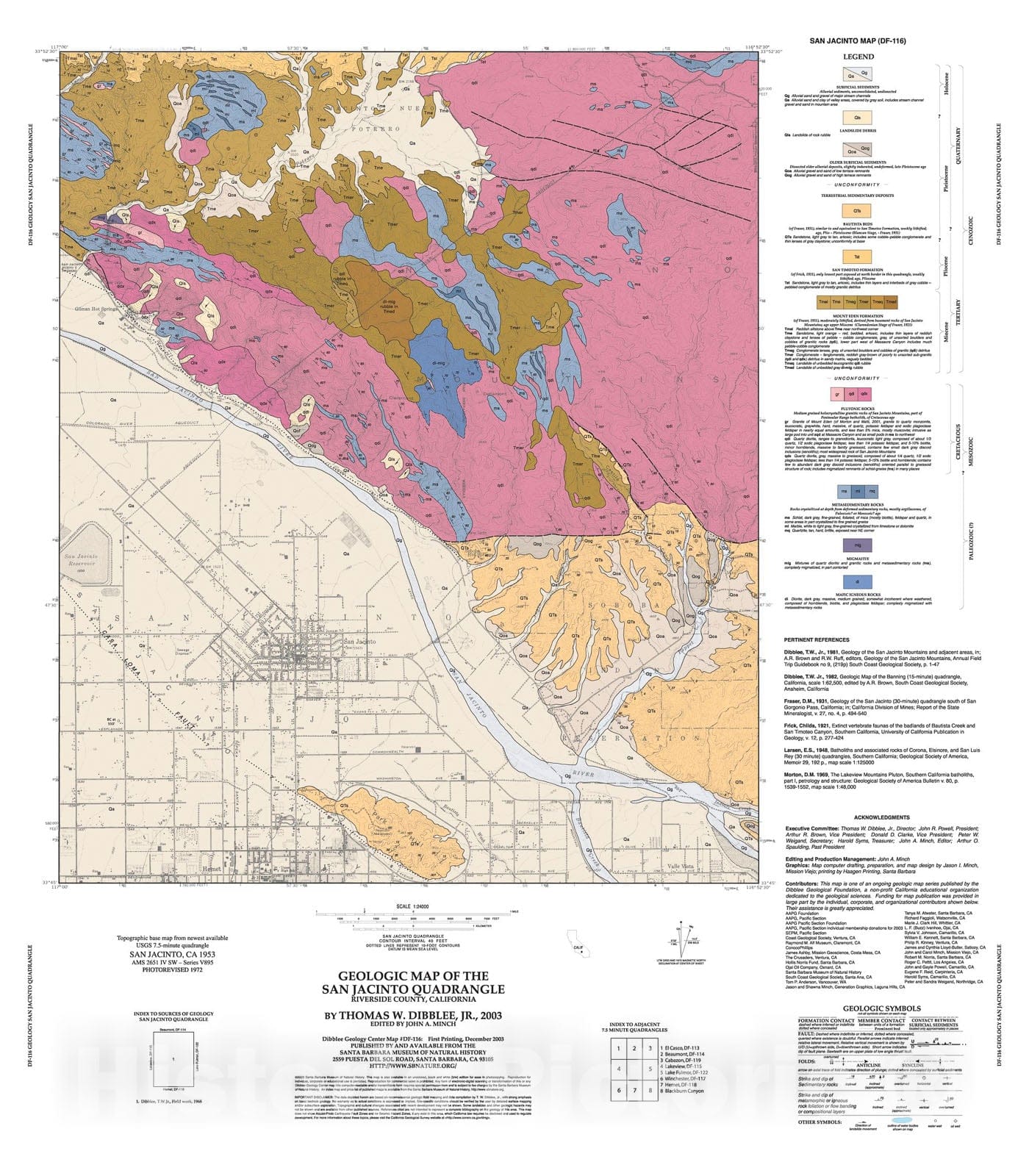 Map : Geologic map of the San Jacinto quadrangle, Riverside County, California, 2003 Cartography Wall Art :