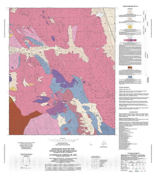 Map : Geologic map of the Steele Peak quadrangle, Riverside County, California, 2003 Cartography Wall Art :